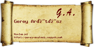 Gerey Arétász névjegykártya
